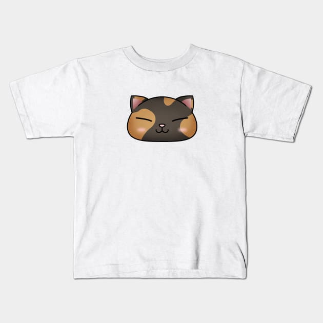 Cute Tortoiseshell Cat Face Kids T-Shirt by Takeda_Art